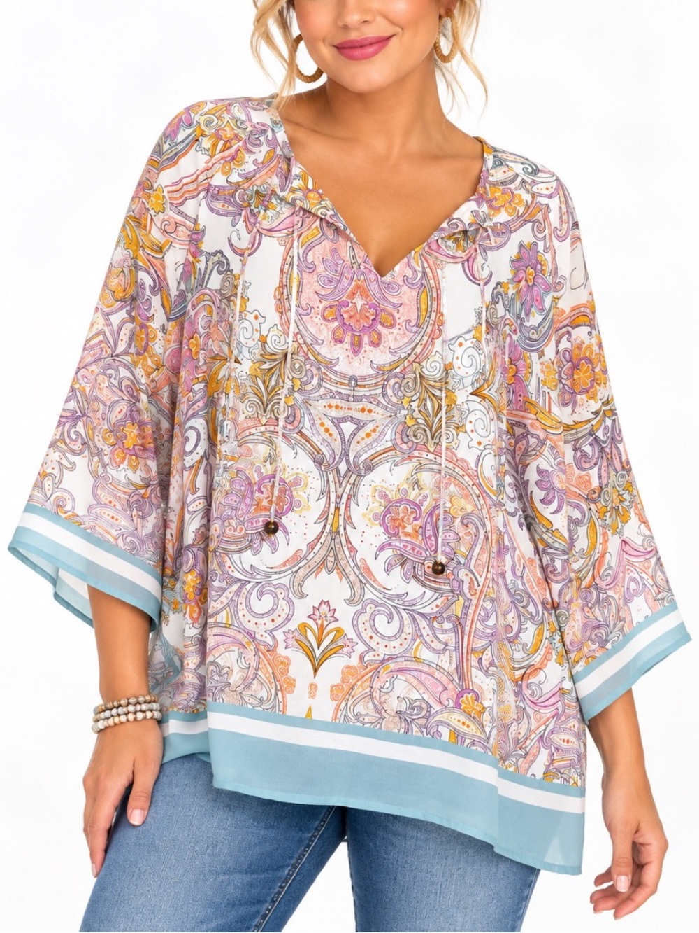Rose & Thyme Paisley Tunic Top- Medium